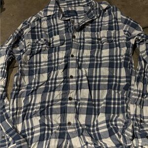 Men's Blue and White Plaid Shirt